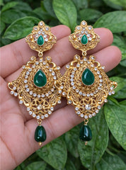 Gold Plated Earring-27 (Green)