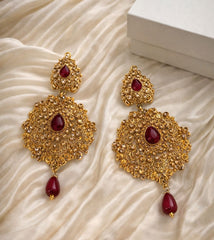 Gold Plated Earring-23 (Maroon)