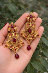 Gold Plated Earring-22 (Maroon)