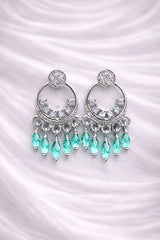 Silver Hoop Earring-01 (Crystal Sea Green)