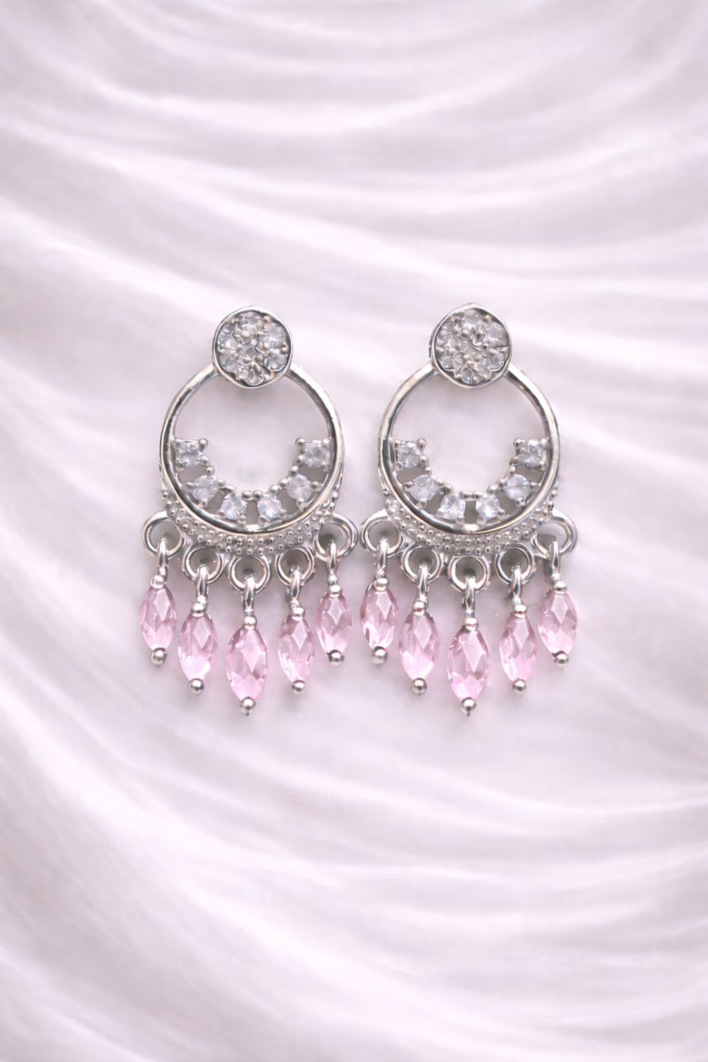 Silver Hoop Earring-01 (Pink)
