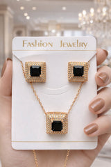 Zircon Locket Set-61 (Golden) (Black)