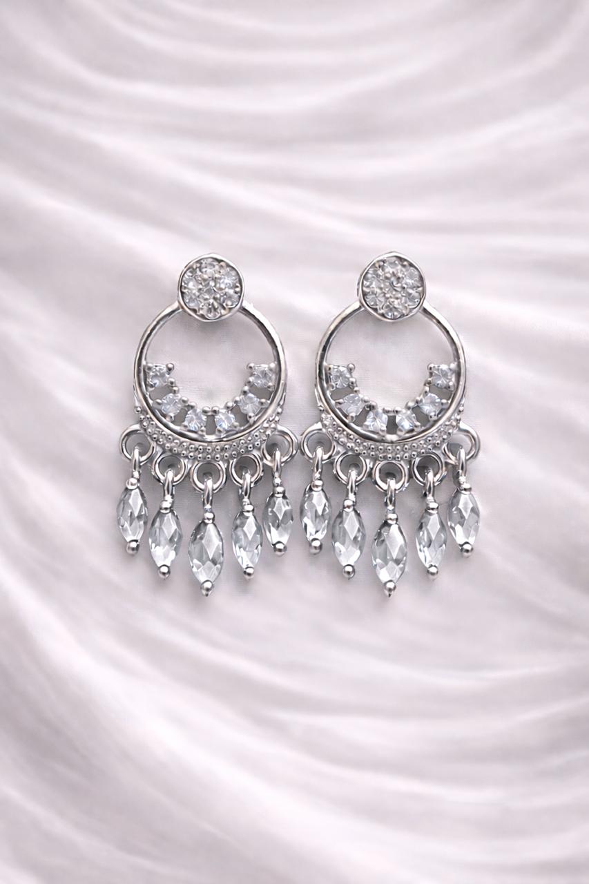 Silver Hoop Earring-01 (White)