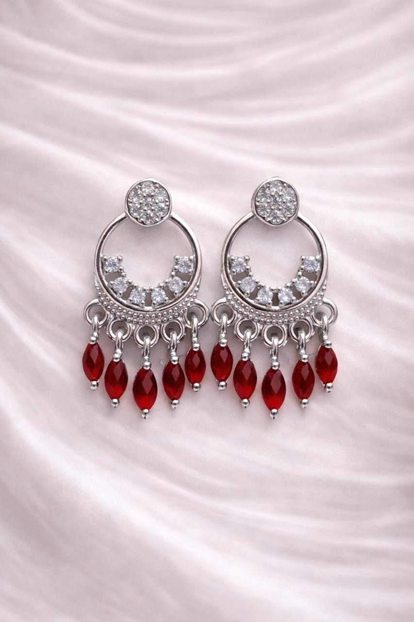 Silver Hoop Earring-01 (Maroon)
