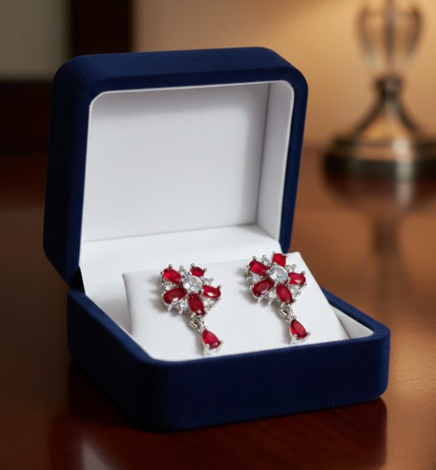 Zircon Earring-138 (Maroon)