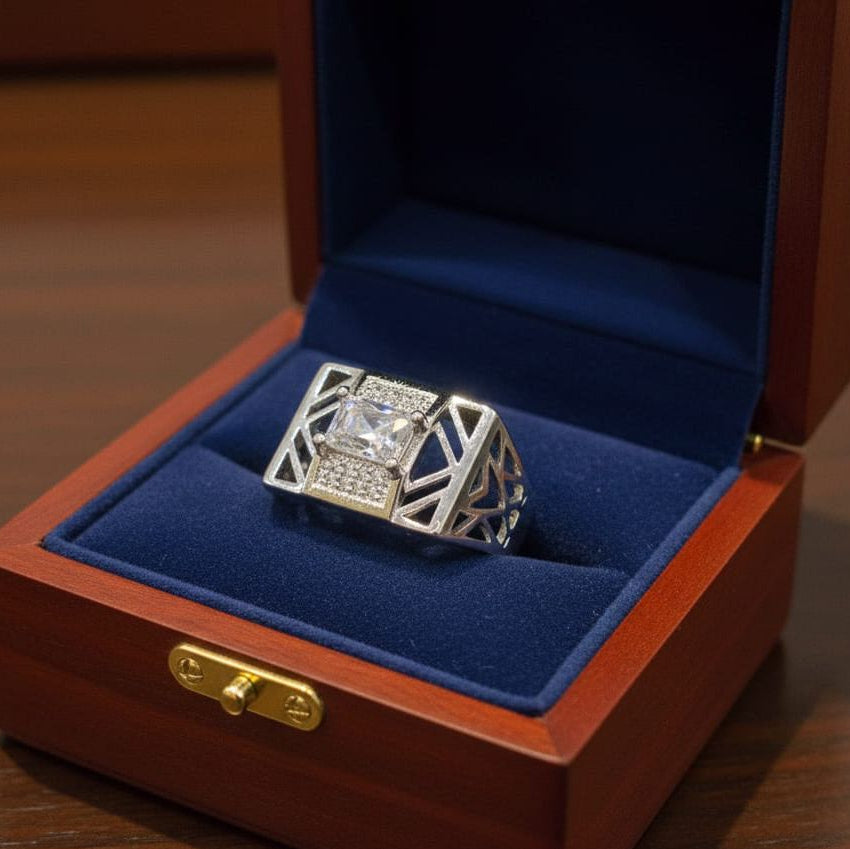 Zircon Ring-219 (Silver) Men