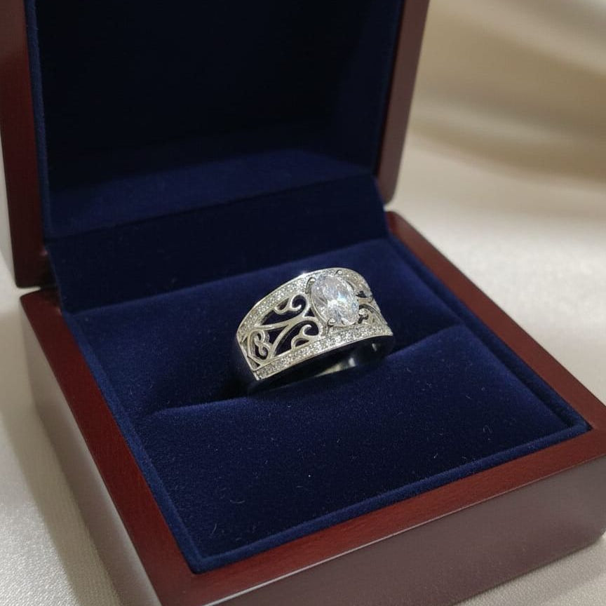 Zircon Ring-217 (Silver) Men