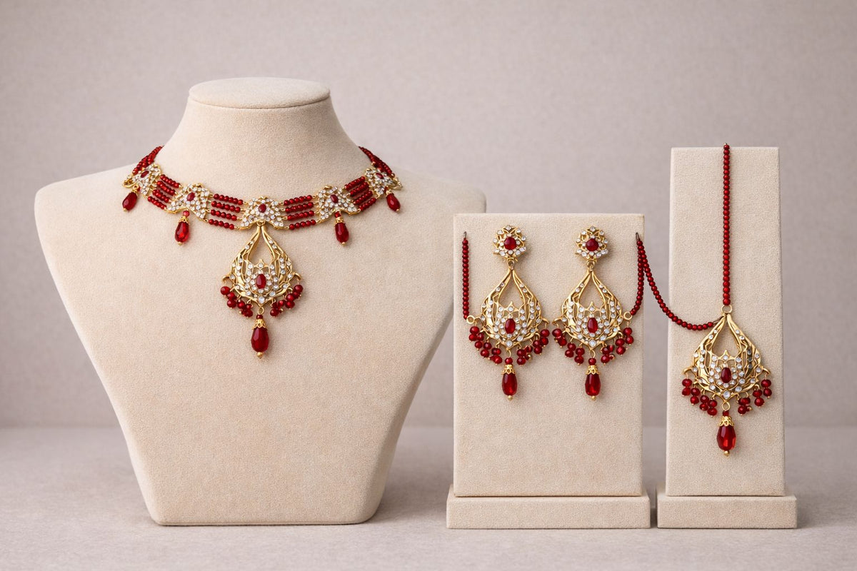 Hyderabadi Choker Set-32 (Maroon)