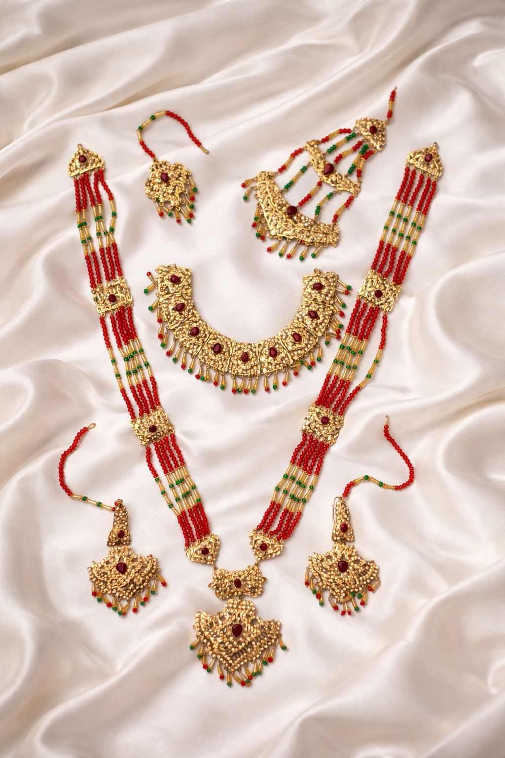 Bridal Set With Earring Mala Set & jhumar Bindiya Combo Set-64 (Multi)