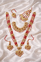 Bridal Set With Earring Mala Set & jhumar Bindiya Combo Set-64 (Maroon)