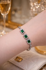 Zircon Bracelet-72 (Silver) (Green)