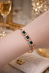 Zircon Bracelet-72 (Golden) (Green)