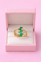 Zircon Ring-226 (Golden) (Mint Green)