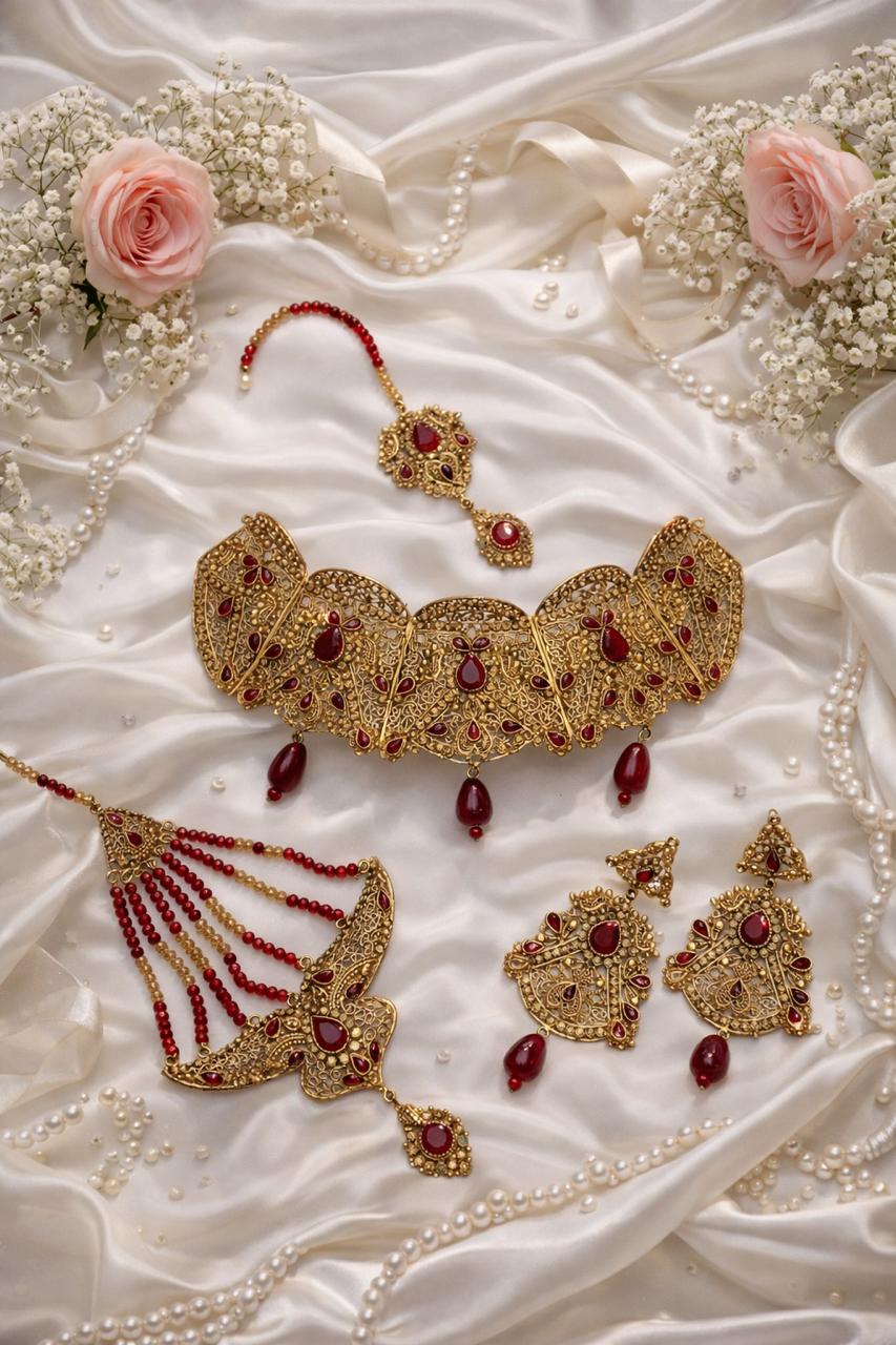 Rajwadi Bridal Set-04 (Maroon)