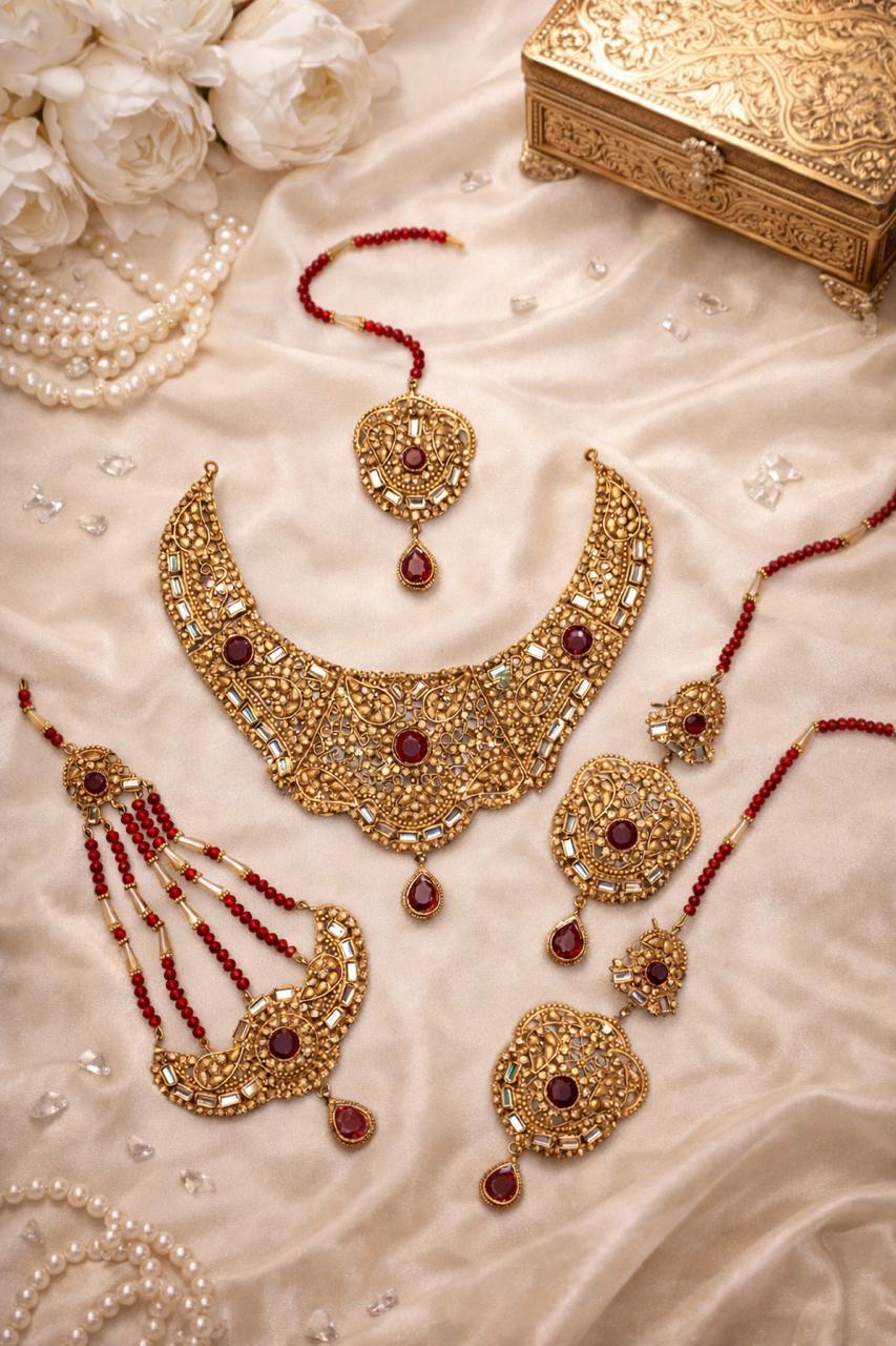 Rajwadi Bridal Set-02 (Maroon)