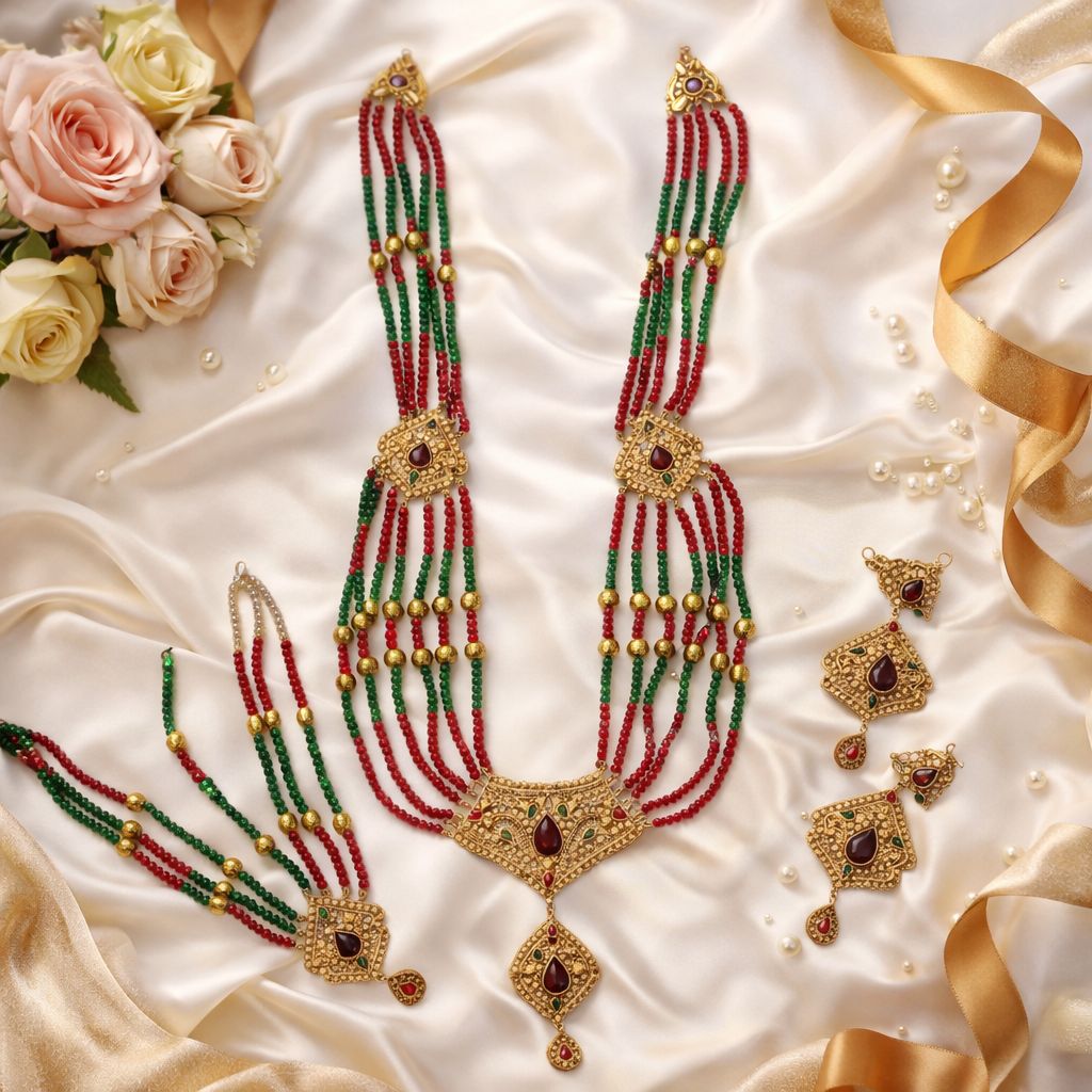 Rani Mala Set With Earring & Matha Patti Set-66 (Multi) – Rawayat Jewellery