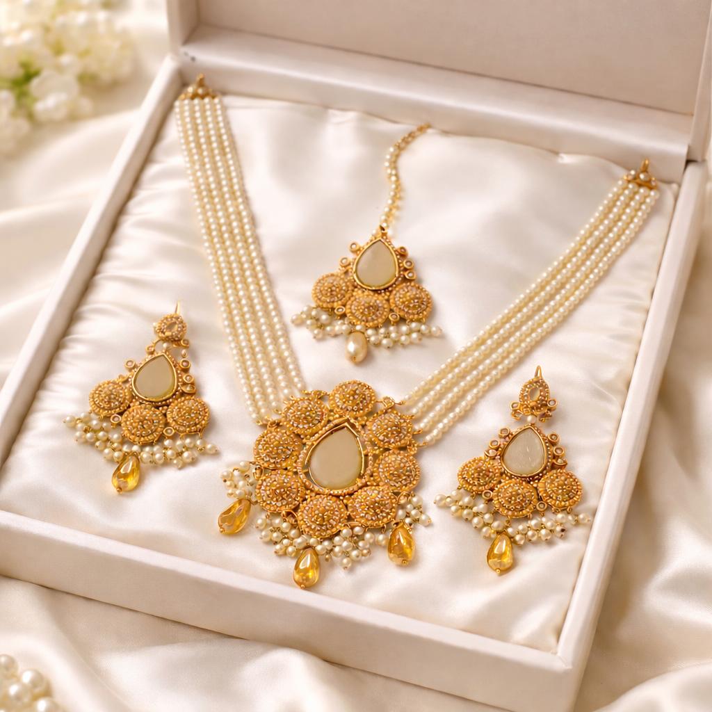 Mahin Rani Mala Set (Peach)