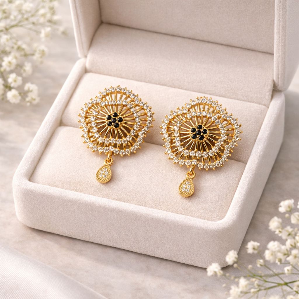 Zircon Earring-146 (Black)