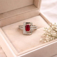 Zircon Ring-238 (Silver) (Maroon)