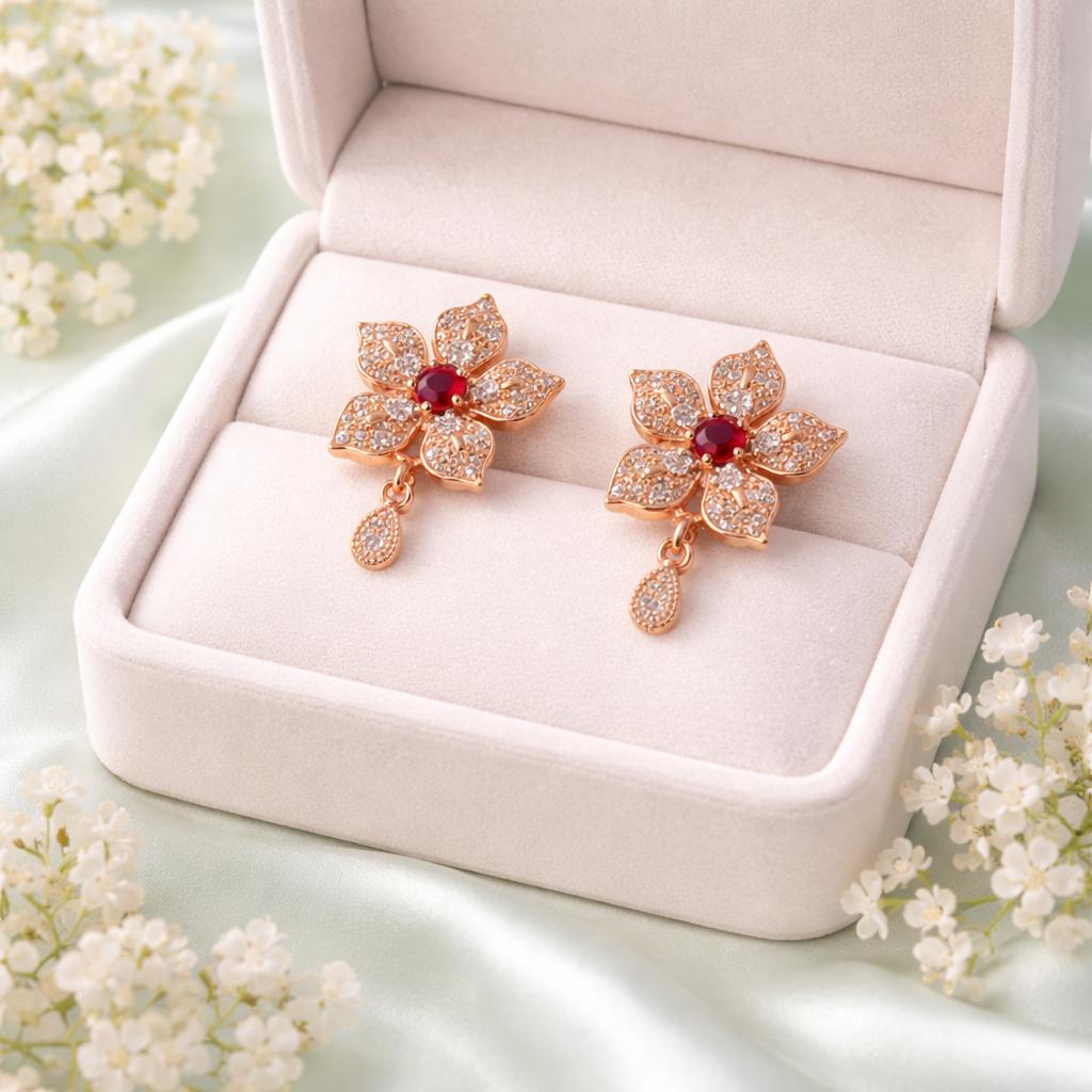 Zircon Earring-148 (Maroon)