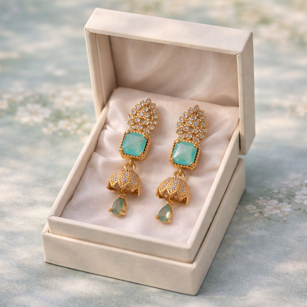 Zircon Jhumki-01 (Mint Green)