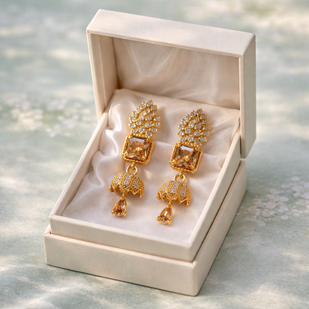 Zircon Jhumki-01 (Golden)