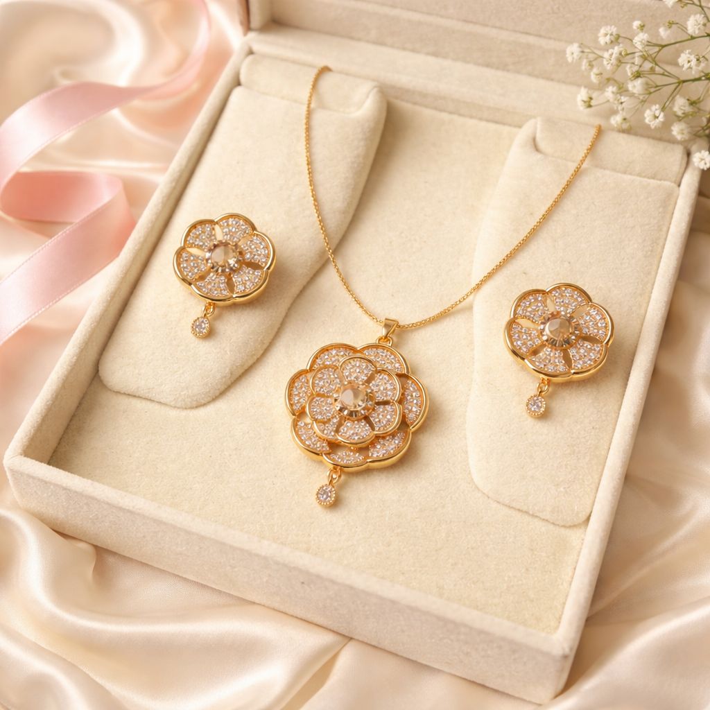 Zircon Locket Set-142 (Golden)