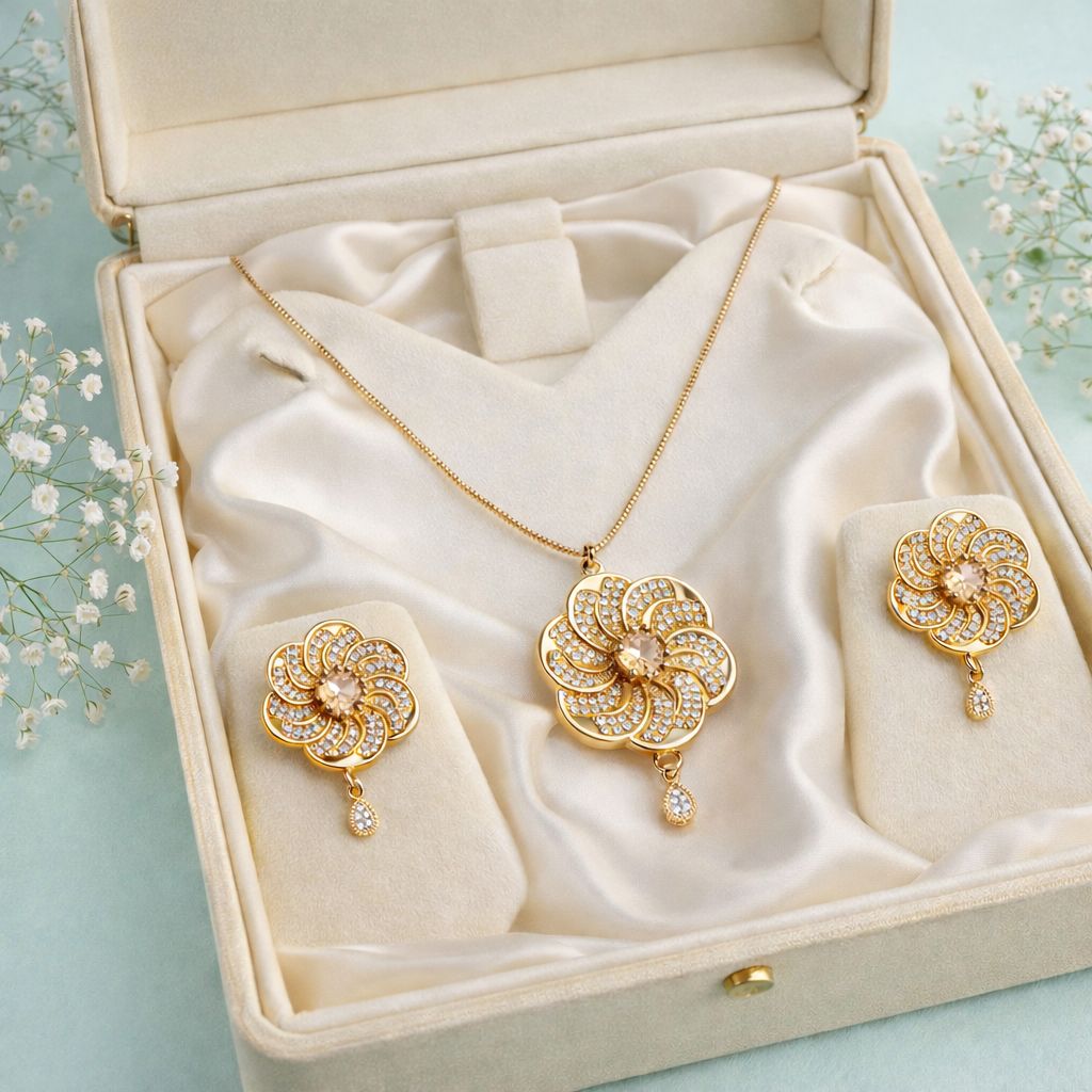 Zircon Locket Set-144 (Golden)