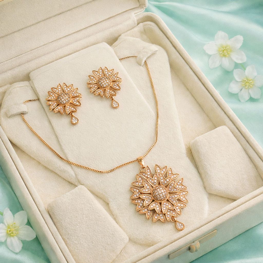 Zircon Locket Set-145 (Golden)