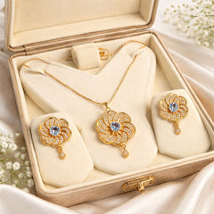 Zircon Locket Set-144 (Golden) (White)