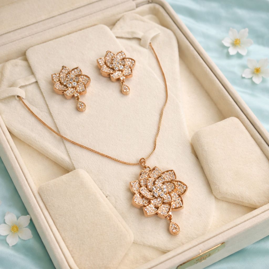 Zircon Locket Set-150 (Golden)