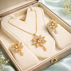 Zircon Locket Set-141 (Golden)