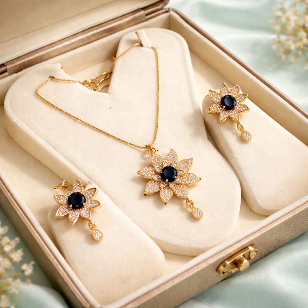 Zircon Locket Set-141 (Black)