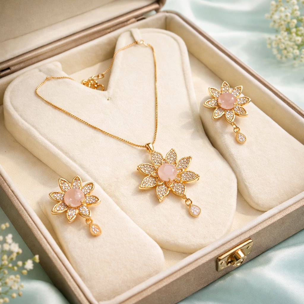 Zircon Locket Set-141 (Pink)