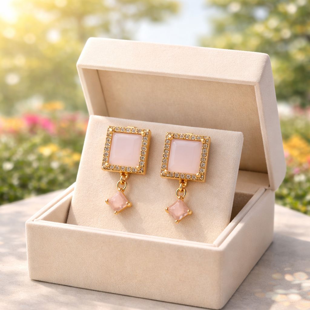 Zircon Earring-149 (Pink)