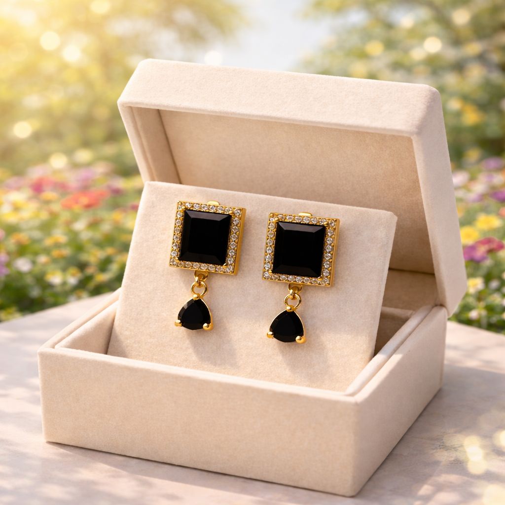 Zircon Earring-149 (Black)