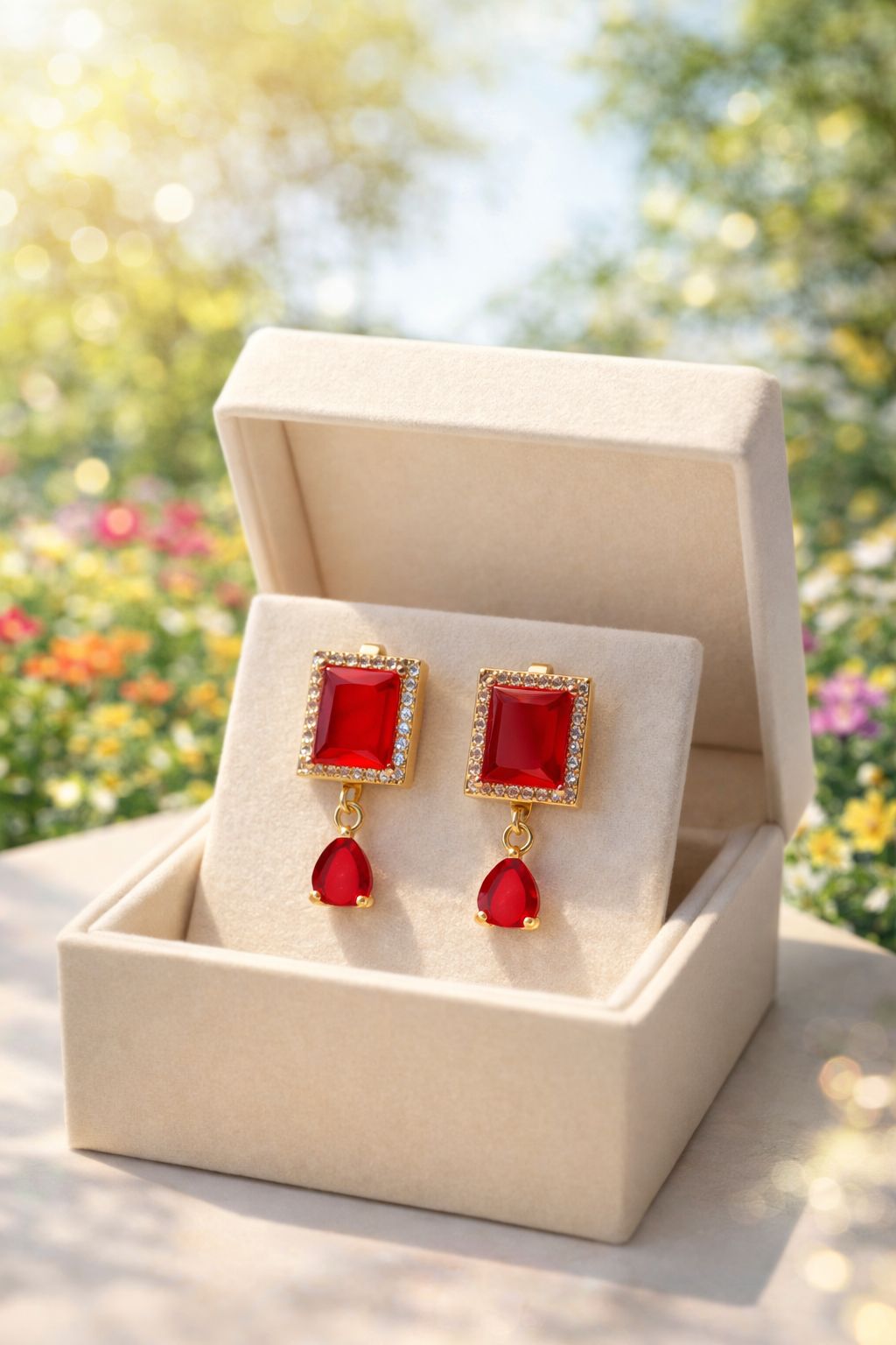 Zircon Earring-149 (Maroon)