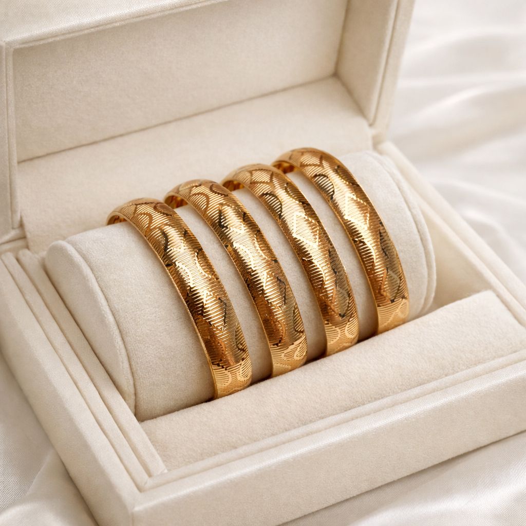 Gold Bangles-104 (Golden) (4-Bangles)