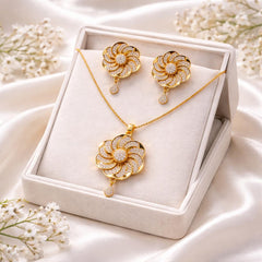 Zircon Locket Set-155 (Golden)
