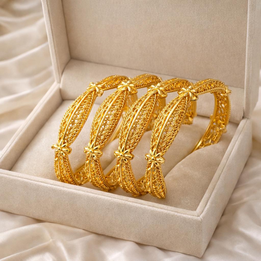 Gold Bangles-137 (4-Bangles) (Golden)