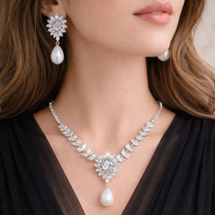 Premium Zircon Necklace-13 (Silver)