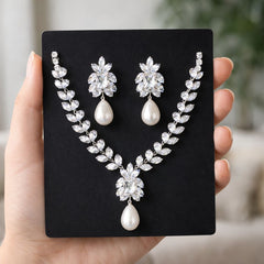 Premium Zircon Necklace-06 (Silver)