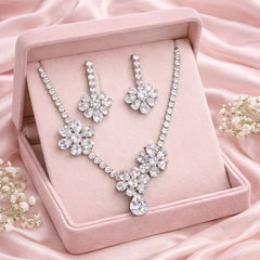 Premium Zircon Necklace-09 (Silver)