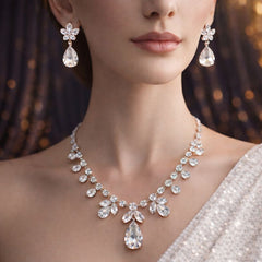 Premium Zircon Necklace-03 (Silver)