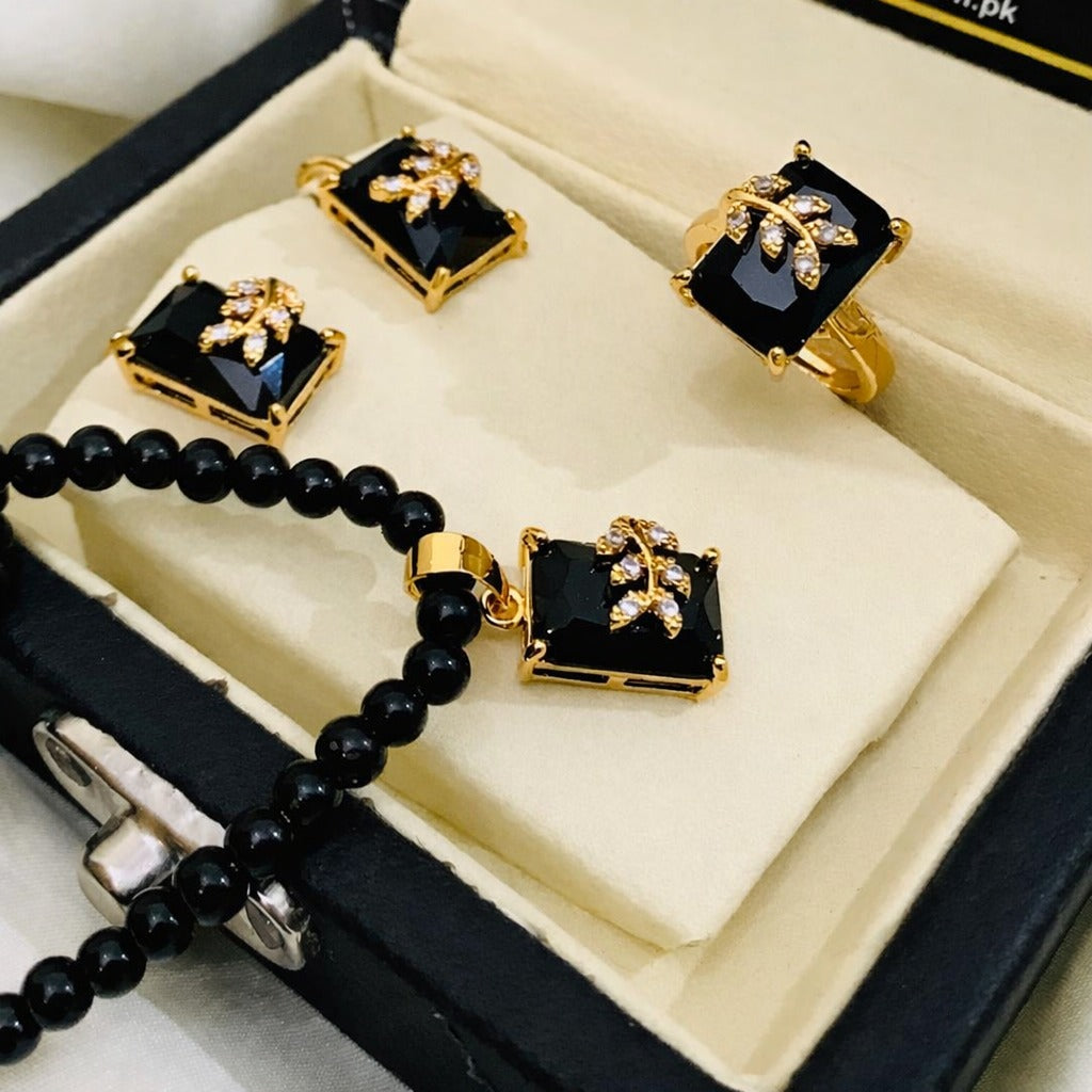 Zircon Mala Set (Black)