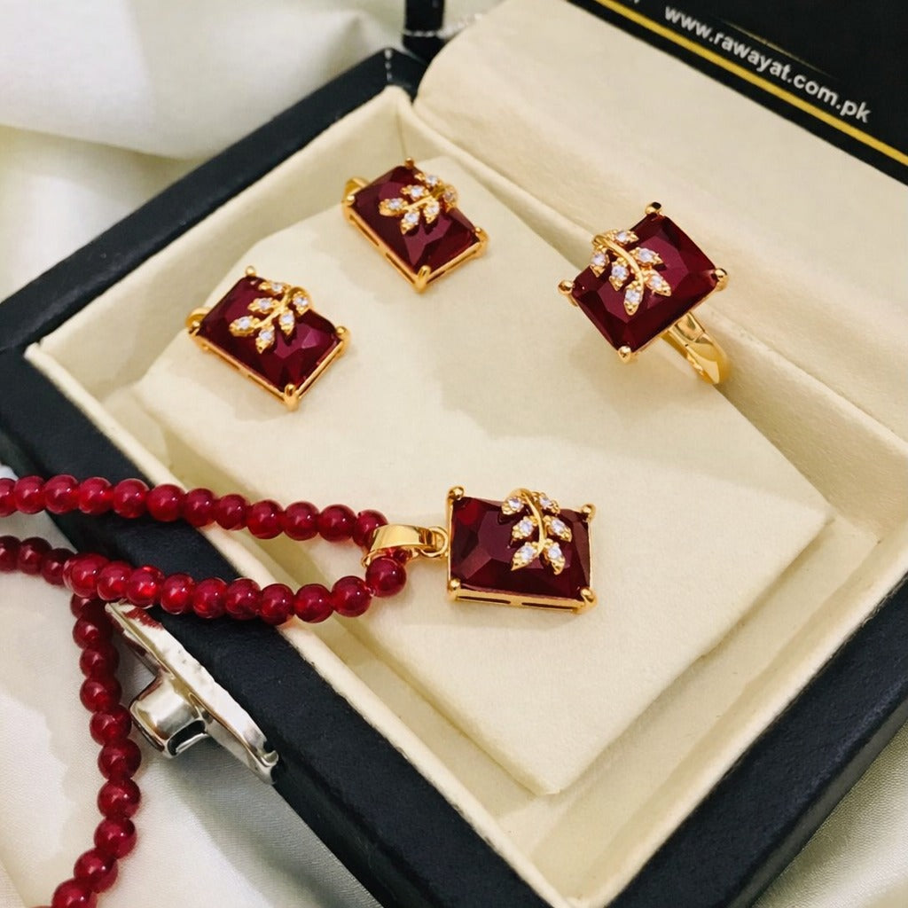 Zircon Mala Set (Maroon)