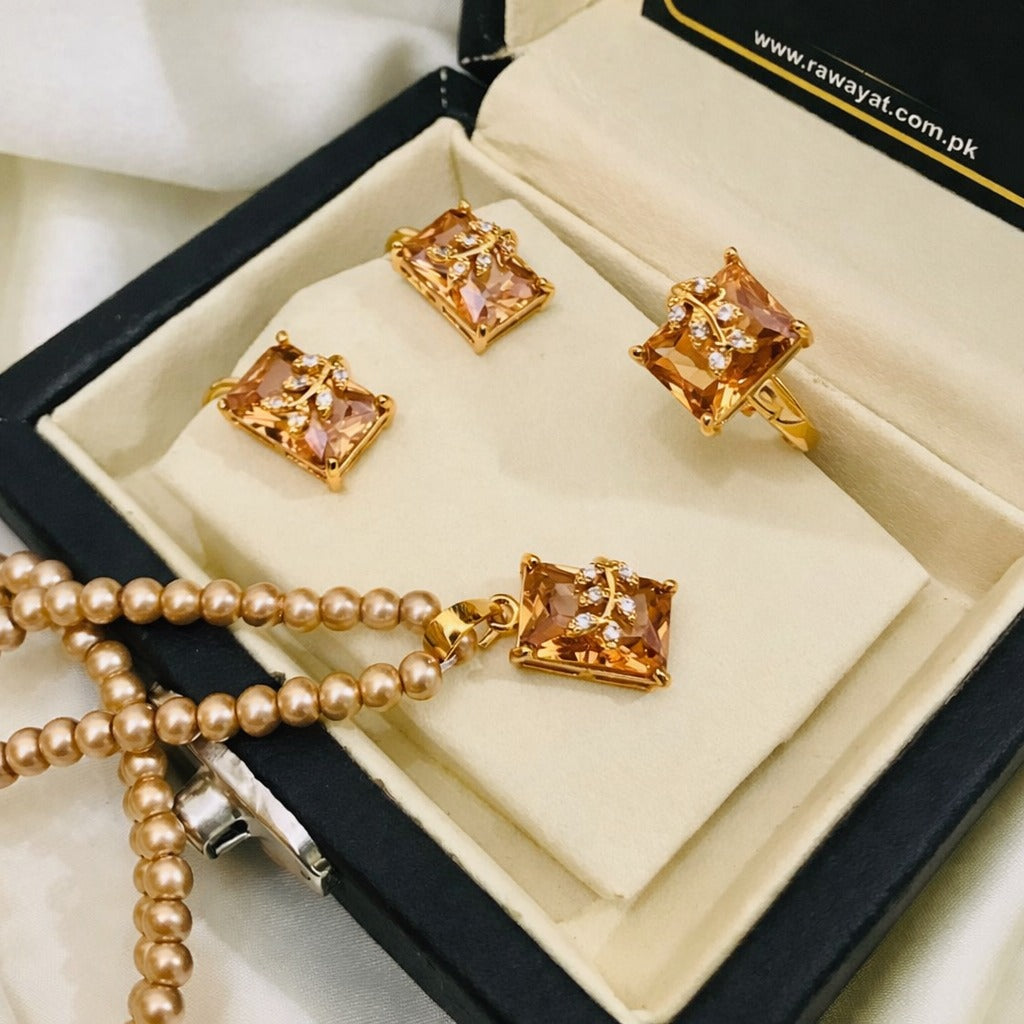 Zircon Mala Set (Golden)