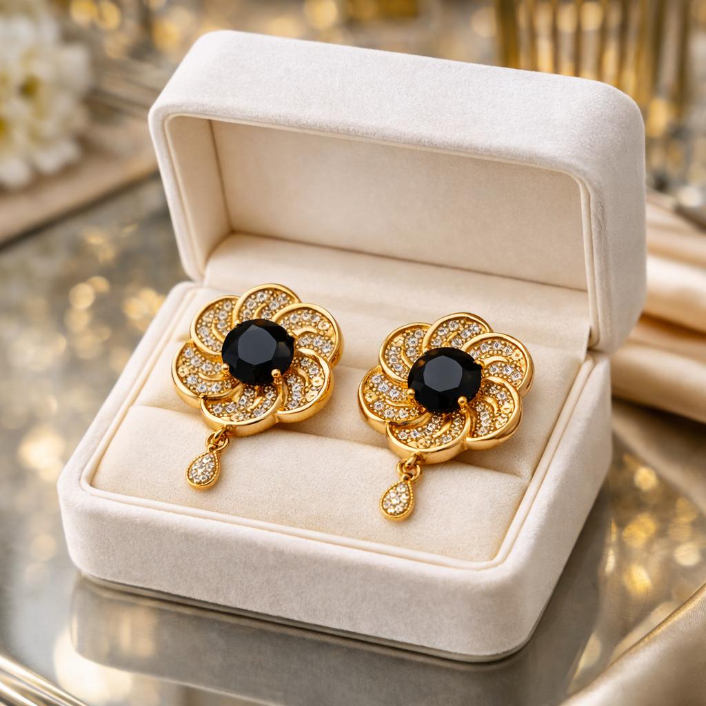 Zircon Earring-150 (Black)