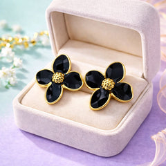 Meena Flower Earring-01 (Black)