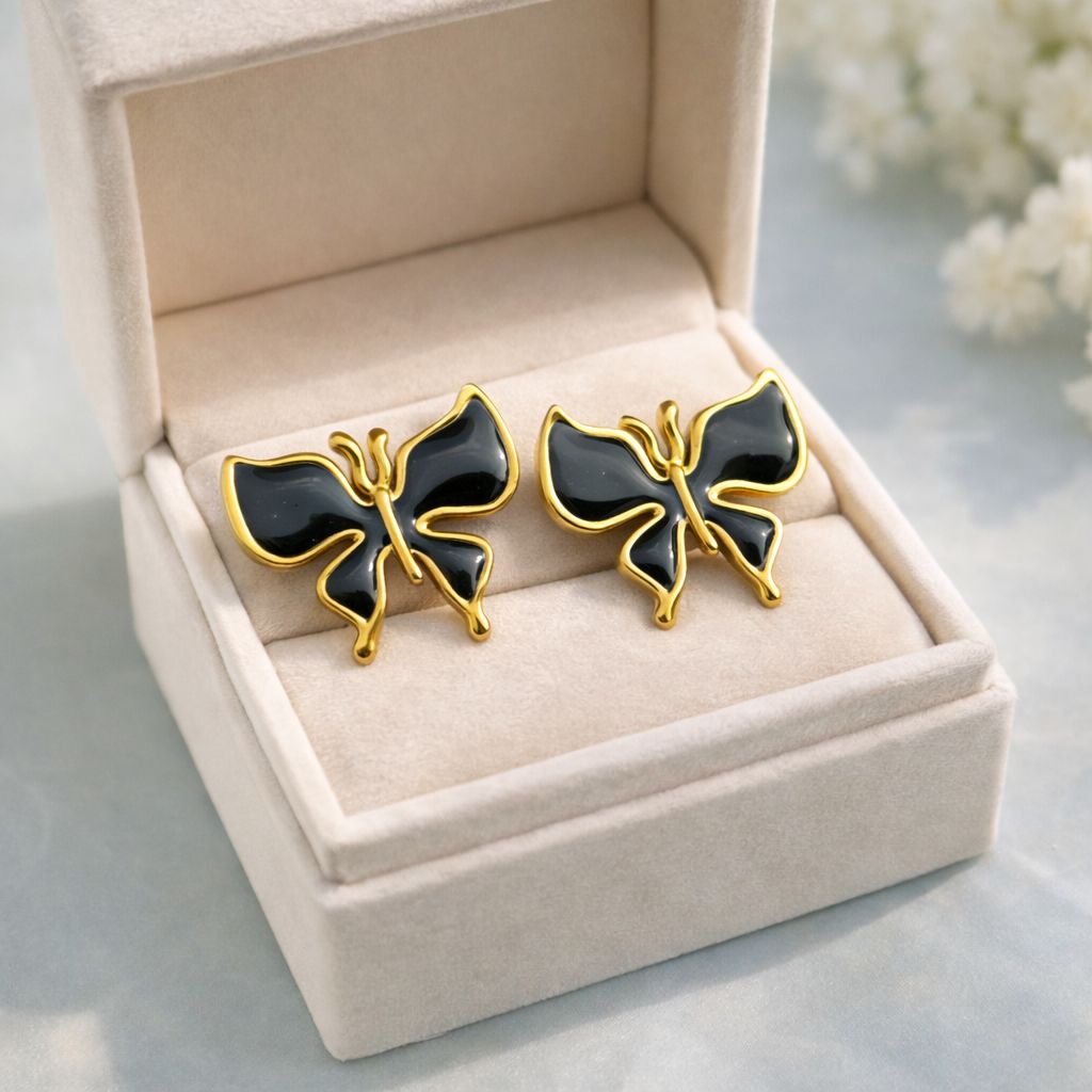 Meena Fancy Studs-206 (Black) (Butterfly)